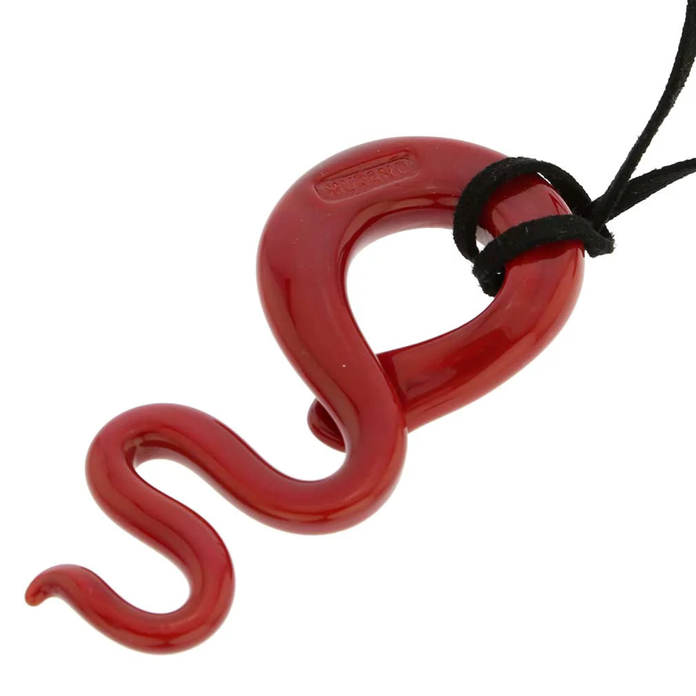 Red Murano Glass Pendant Necklace W4288