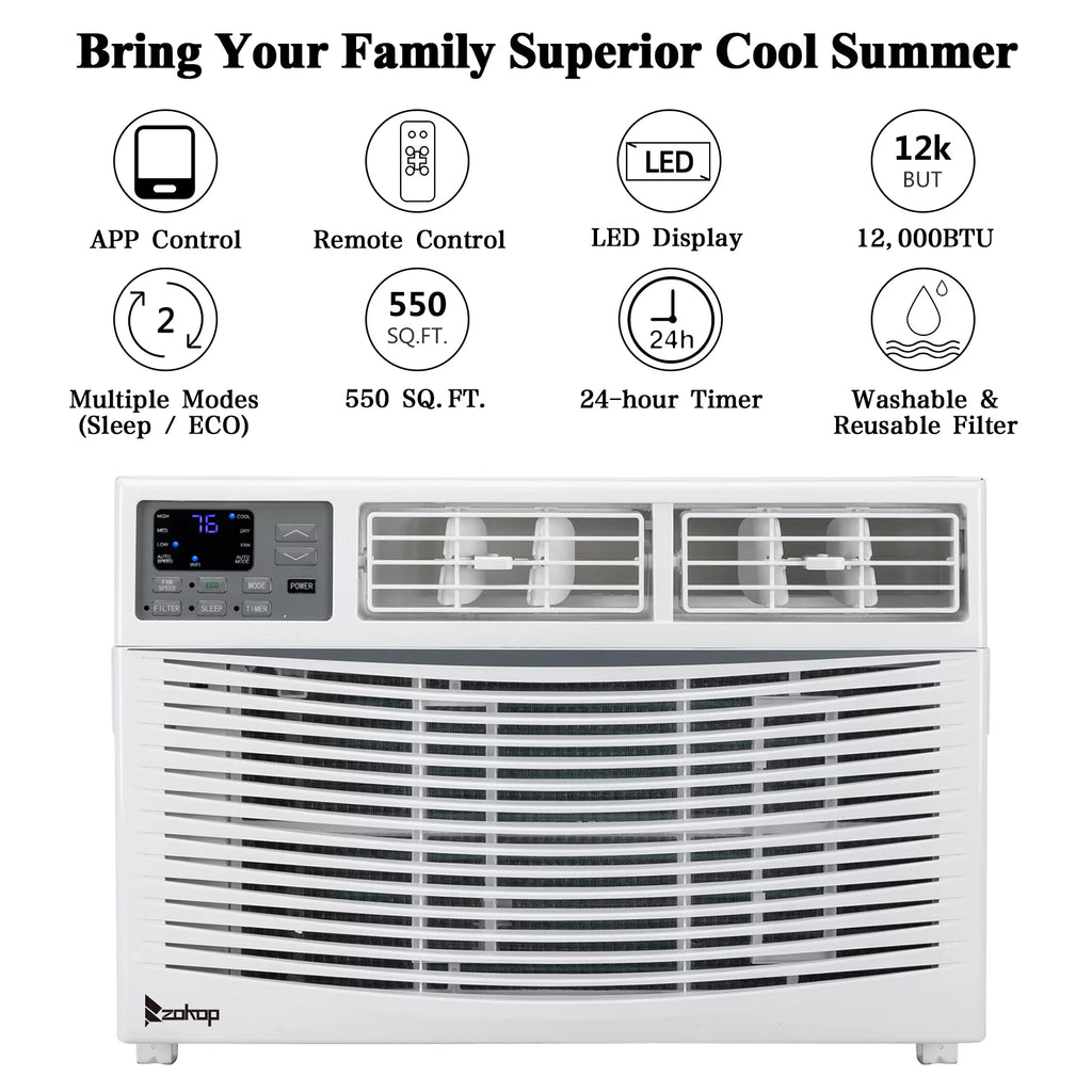 12000BTU 115V White Window-Mounted Air Conditioner with Remote Control G787614