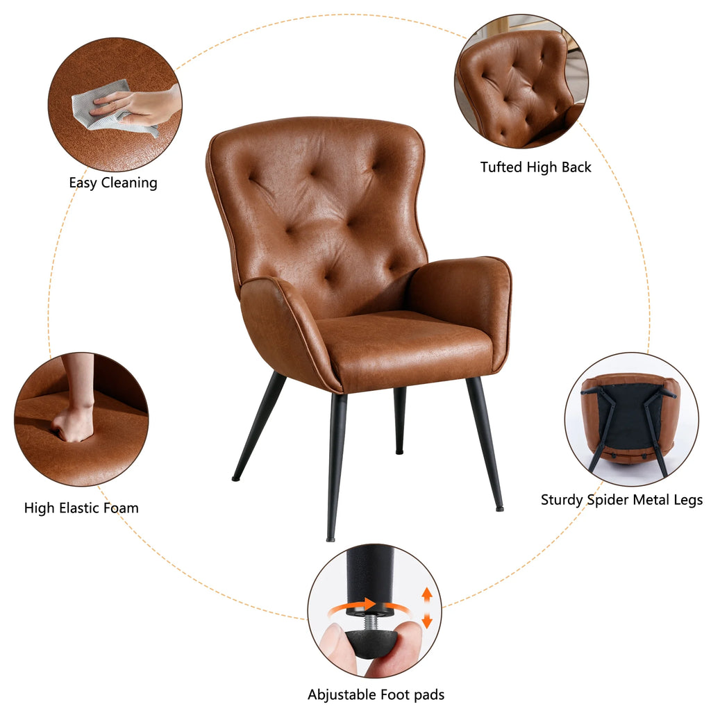 Faux Leather High Back Accent Chair with Metal Legs L688