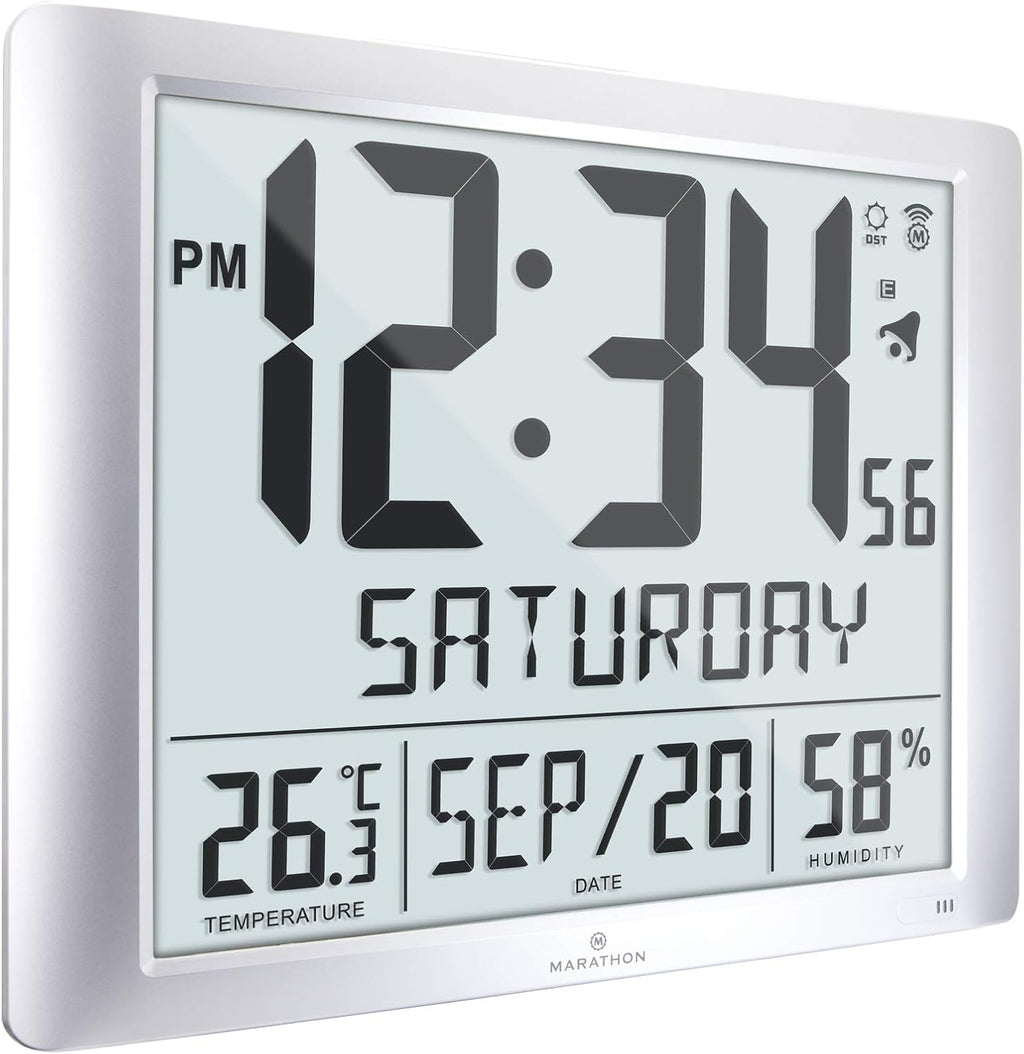 Silver 20 Inch Wall Clock with 6.5 Inch Numbers G38603