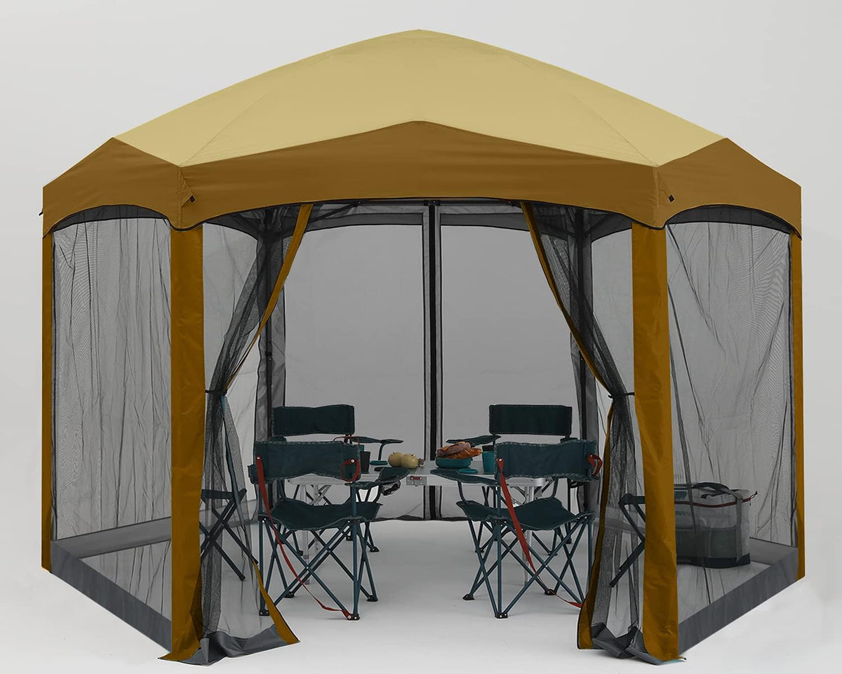 Pop Up 6 Sided Instant Screened Canopy Tent 12x10Ft White W832