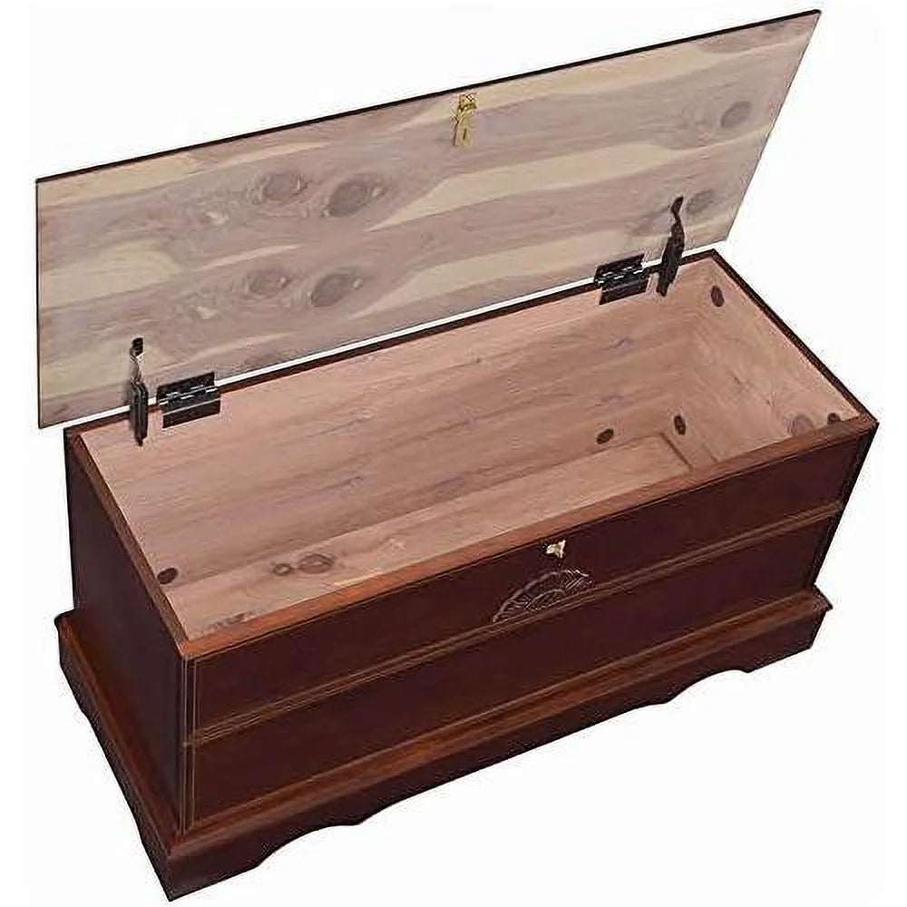 Warm Brown Cedar Lined Wood Storage Blanket Chest Trunk I544