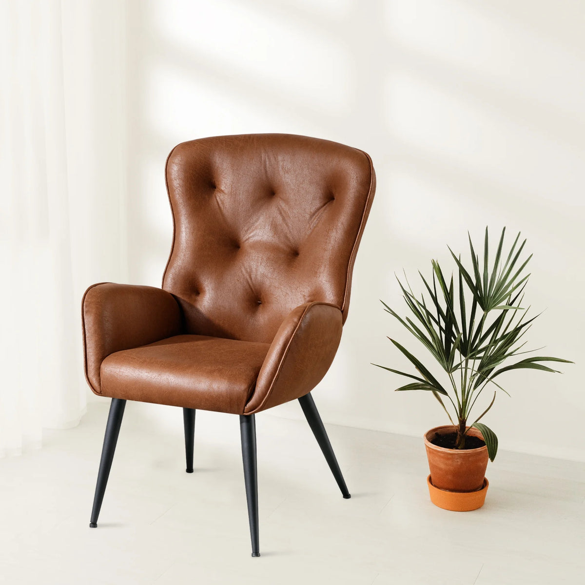 Faux Leather High Back Accent Chair with Metal Legs L688