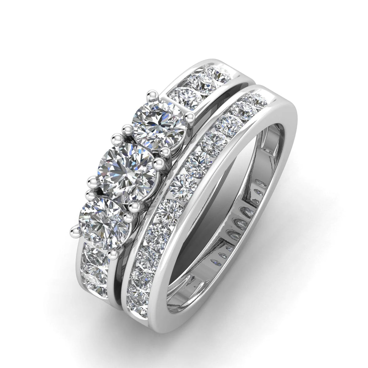 10k White Gold 3 Stone Ring B6431