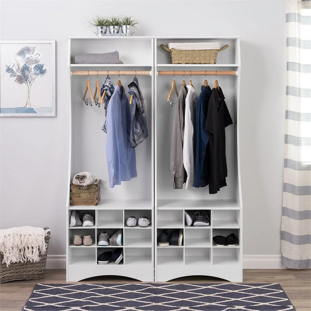White Engineered Wood Wardrobe with Shoe Storage X38991