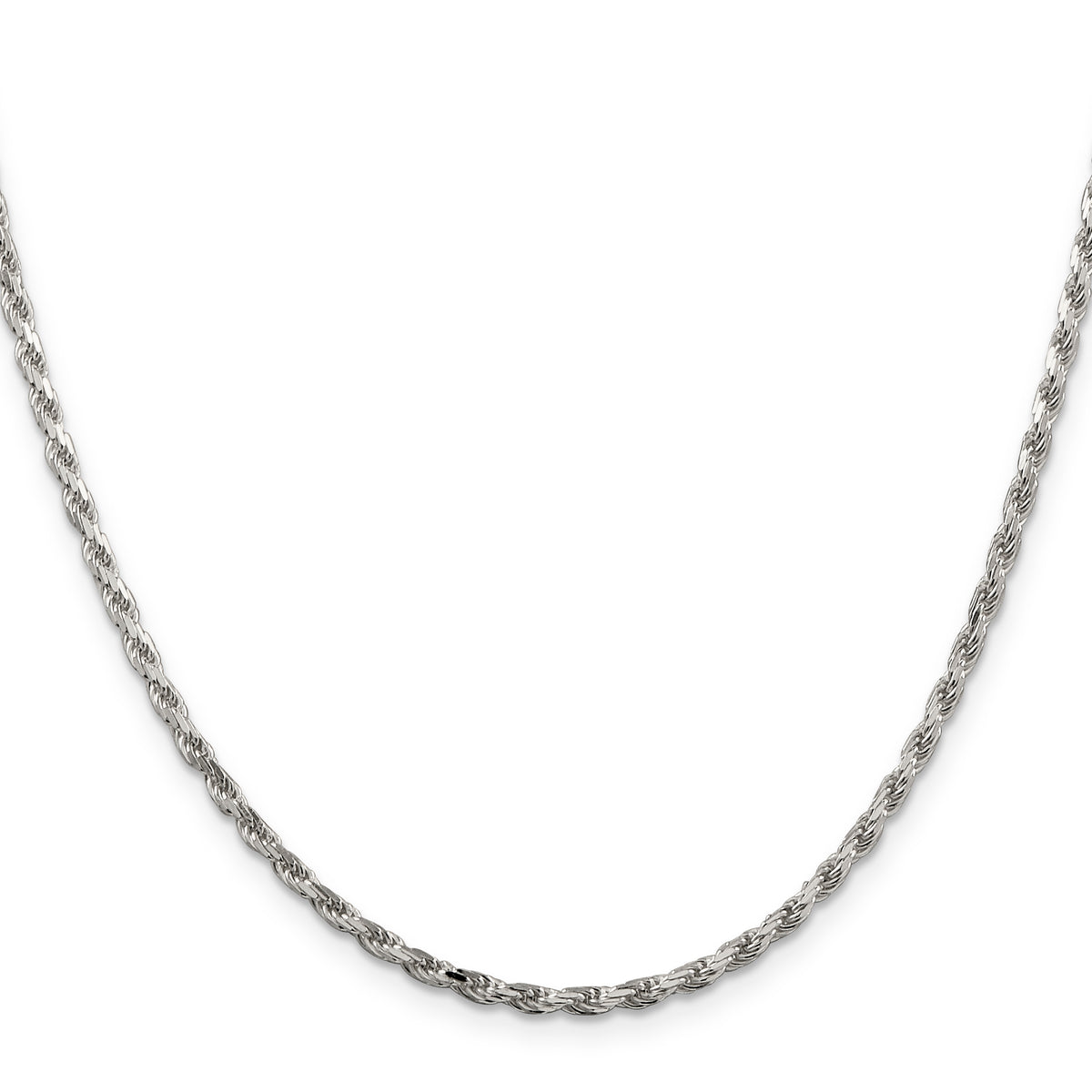 Sterling Silver Diamond-Cut Rope Chain Necklace 16 Inch J17526
