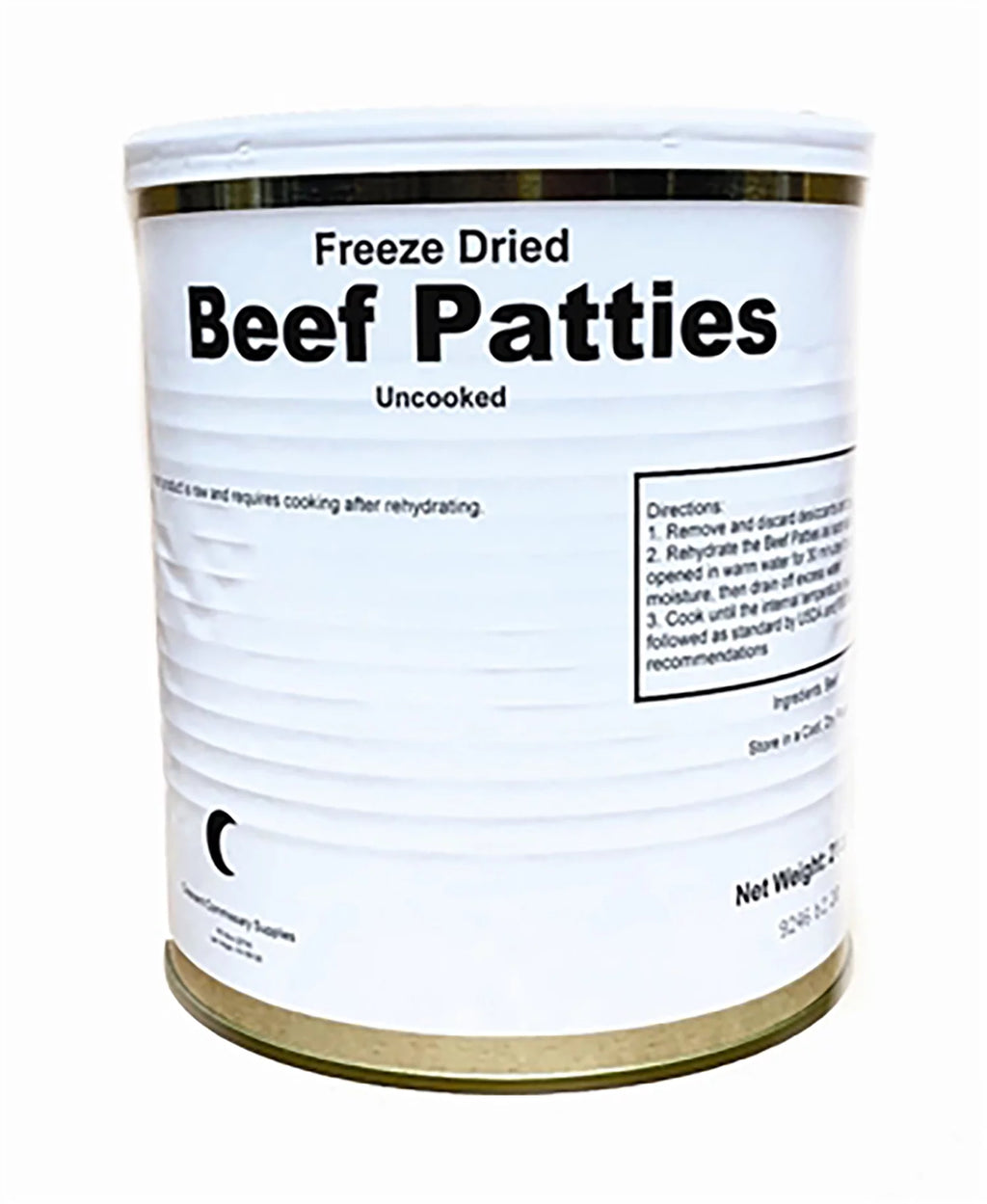 15-16 Thick Patties Freeze Dried Hamburger Ground Beef Patties in a #10 Can Y9861