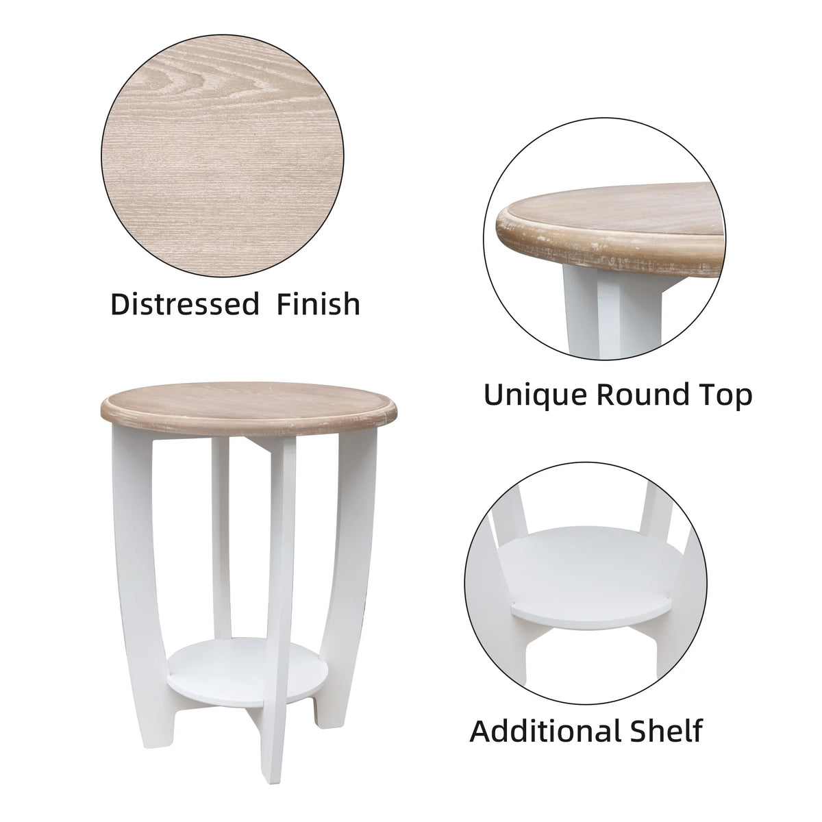 2 Tiers Wooden Round End Table L29596