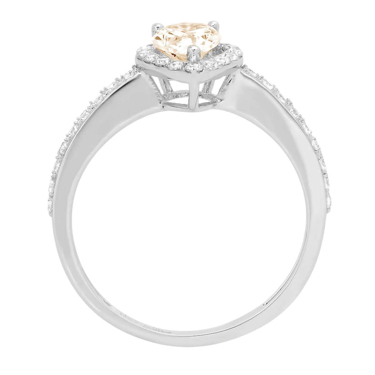 0.8ct Pear Cut Brown Morganite 18k White Gold Halo Ring Size 3.5 F281