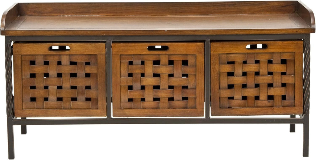 Brown Wooden Storage Bench X668