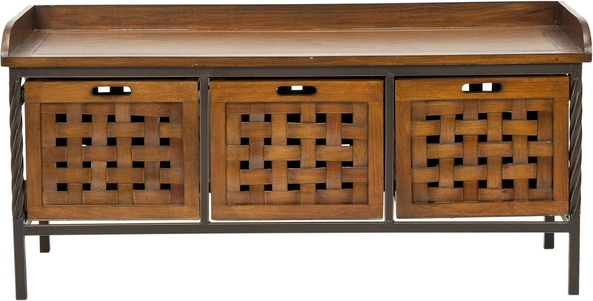 Brown Wooden Storage Bench X668