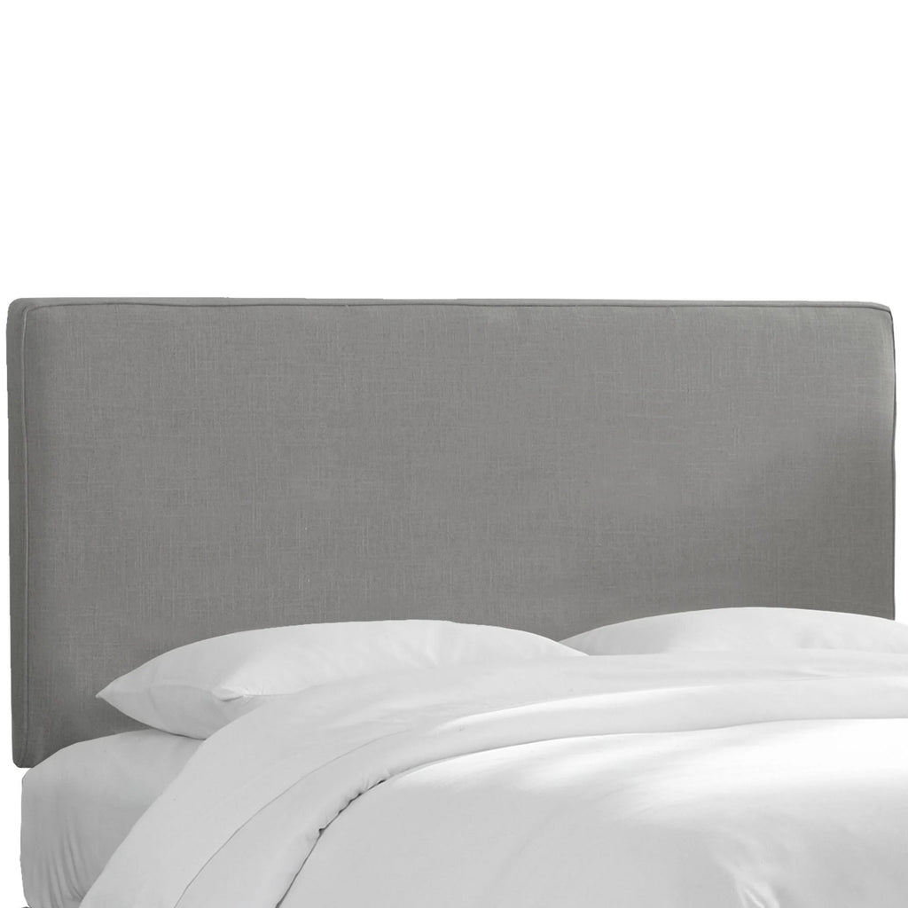 California King Box Seam Headboard Gray Linen Y178