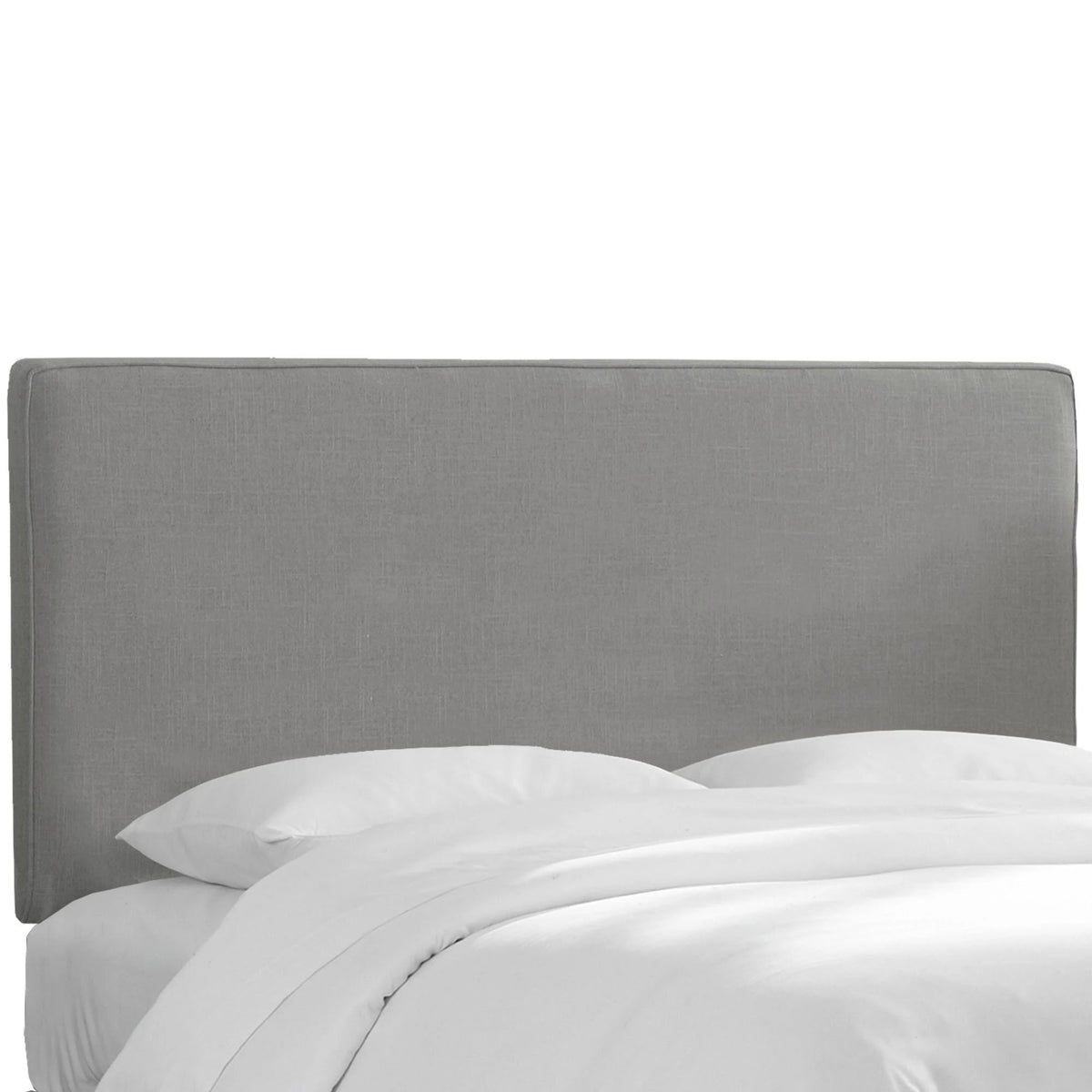 California King Box Seam Headboard Gray Linen Y178