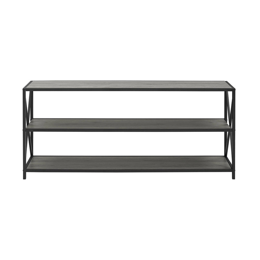 Dark Walnut / Black Metal X-Frame Bookshelf S783239