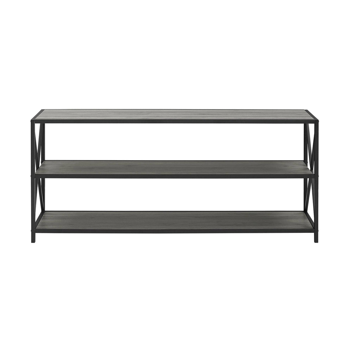 Dark Walnut / Black Metal X-Frame Bookshelf S783239