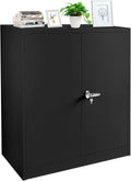 Black Metal Storage Cabinet with Locking Doors and Shelves R541557