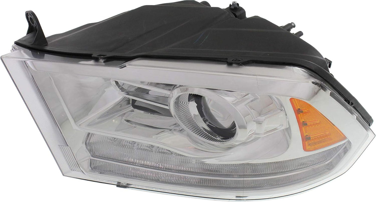 Headlight Assembly Compatible with 2013-2018 Ram 1500 2500 3500 Halogen Projector Type Chrome Driver Side S815