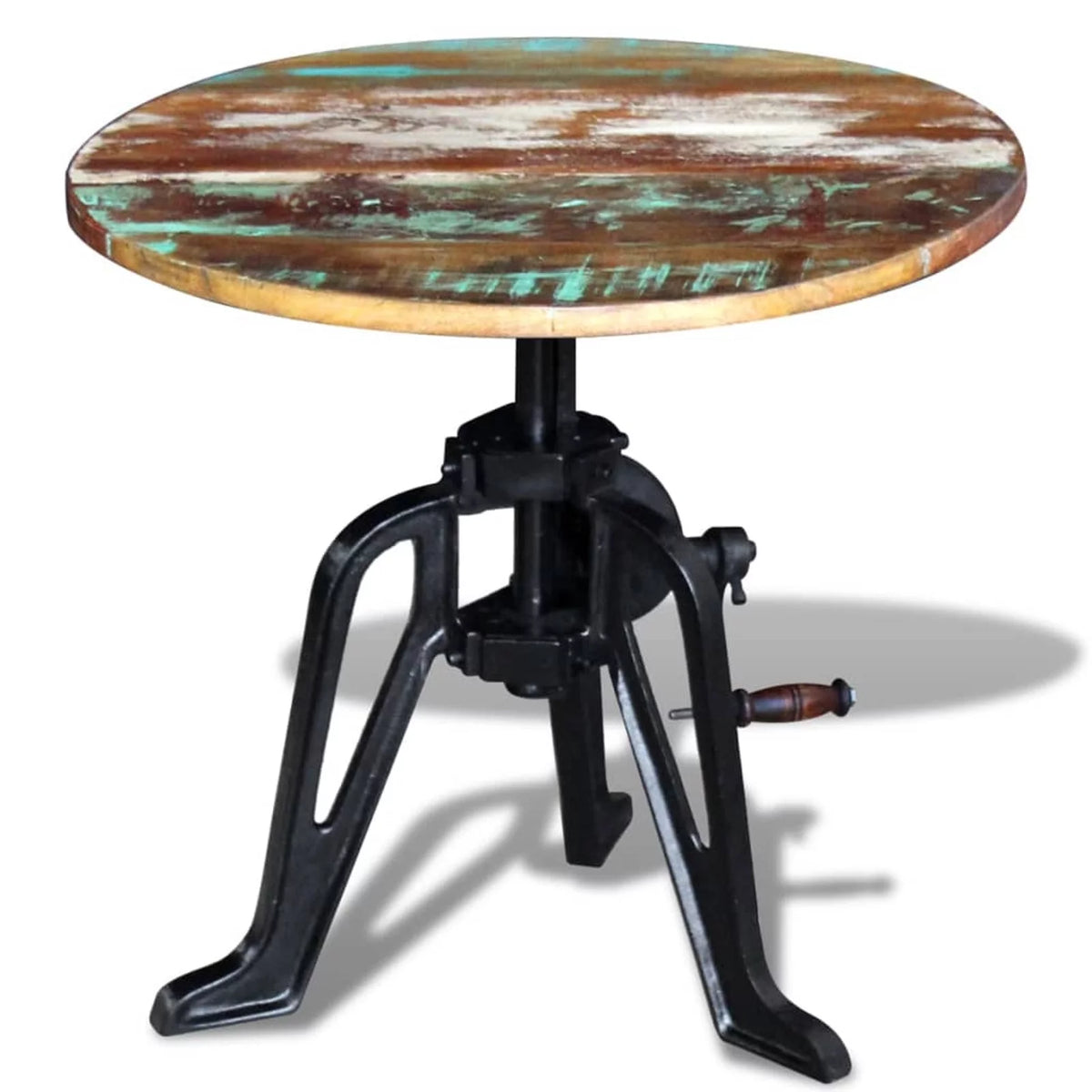 Solid Reclaimed Wood Cast Iron Side Table L64683