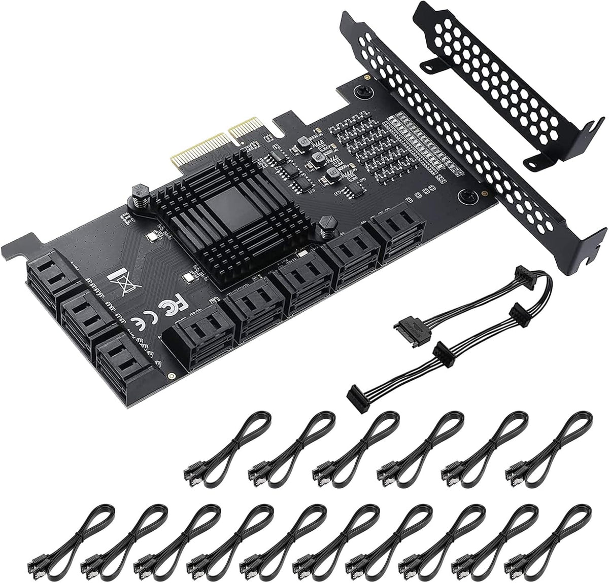 10 Port PCIe SATA 3.0 6 Gbps Controller Card with 10 SATA Cables D39576