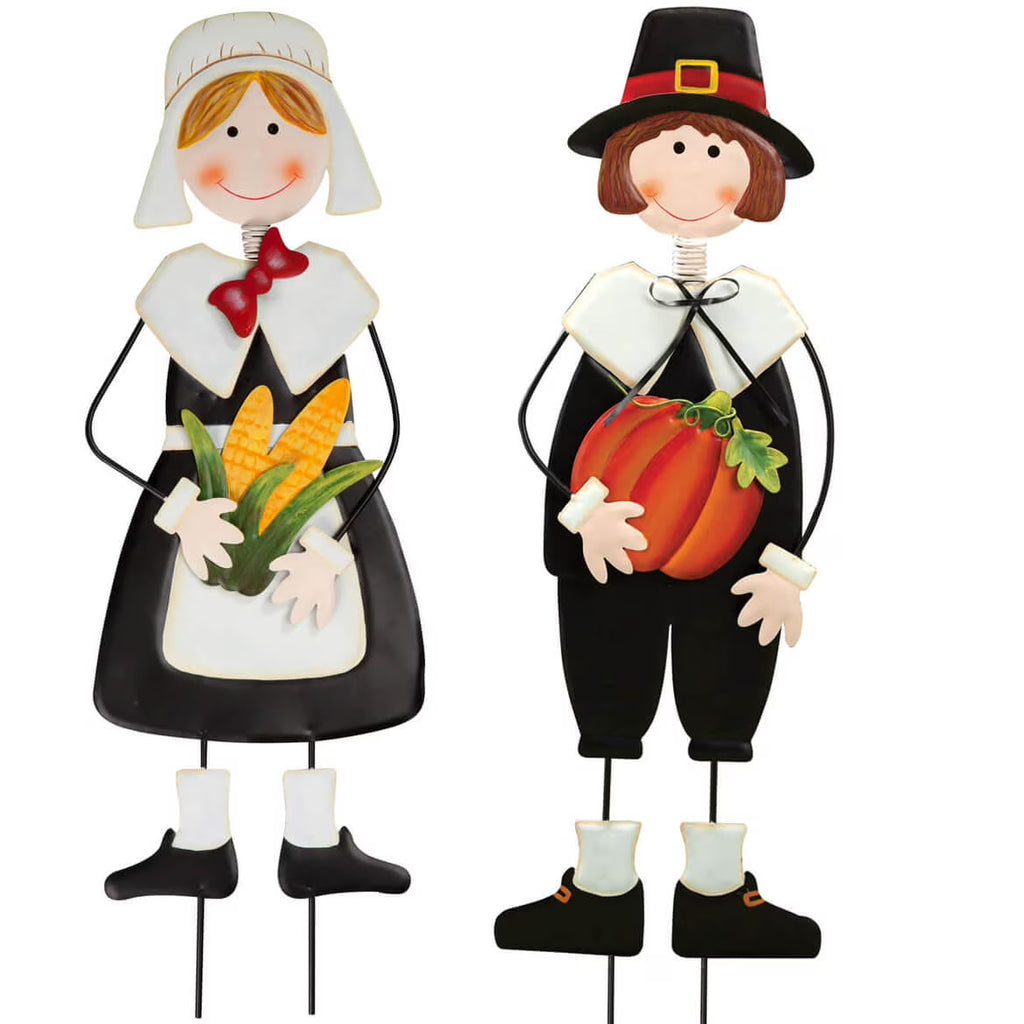 Pilgrim Boy and Girl Metal Lawn Stakes Set J55090