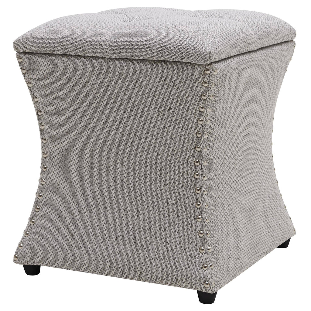 Gray Tufted Storage Ottoman V414
