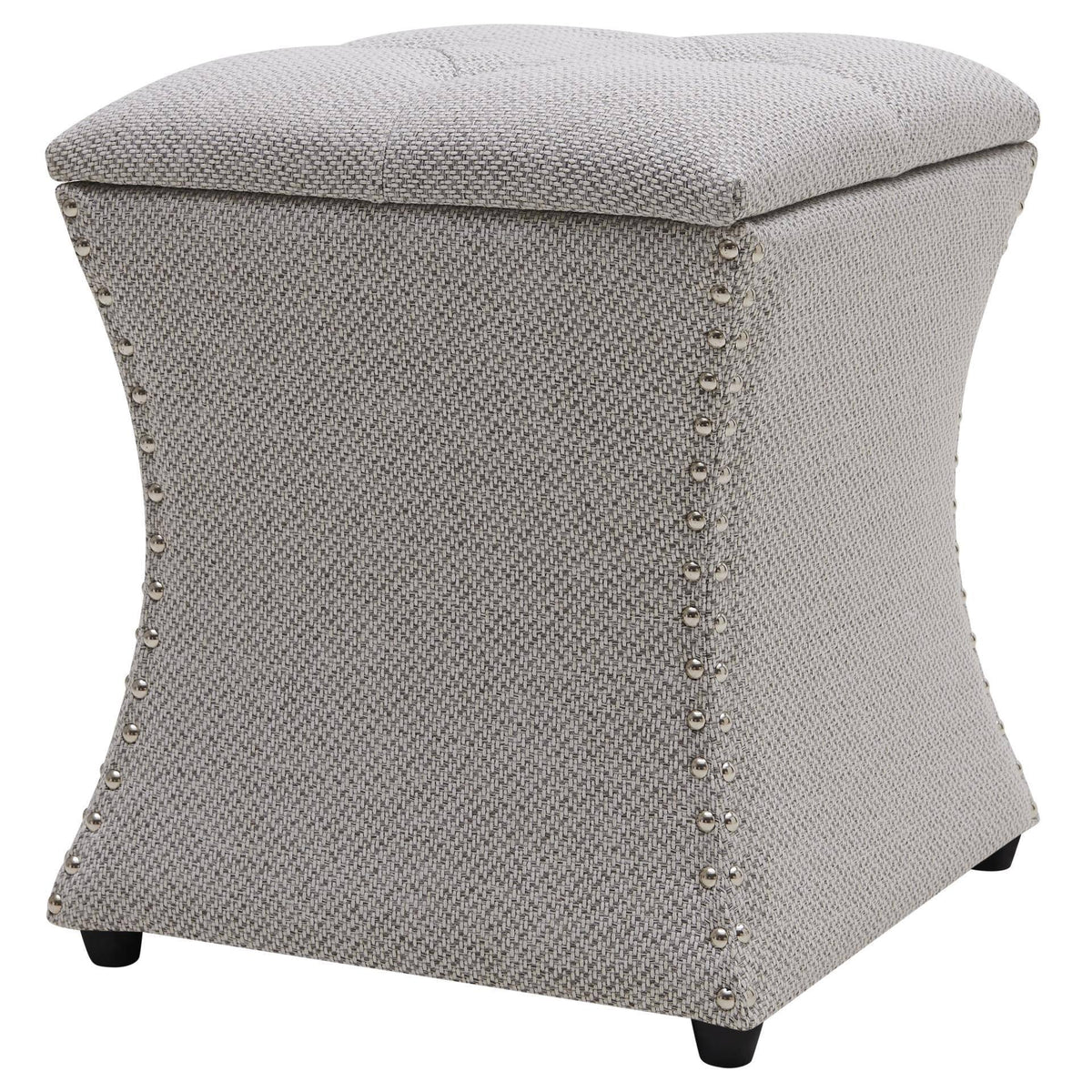 Gray Tufted Storage Ottoman V414