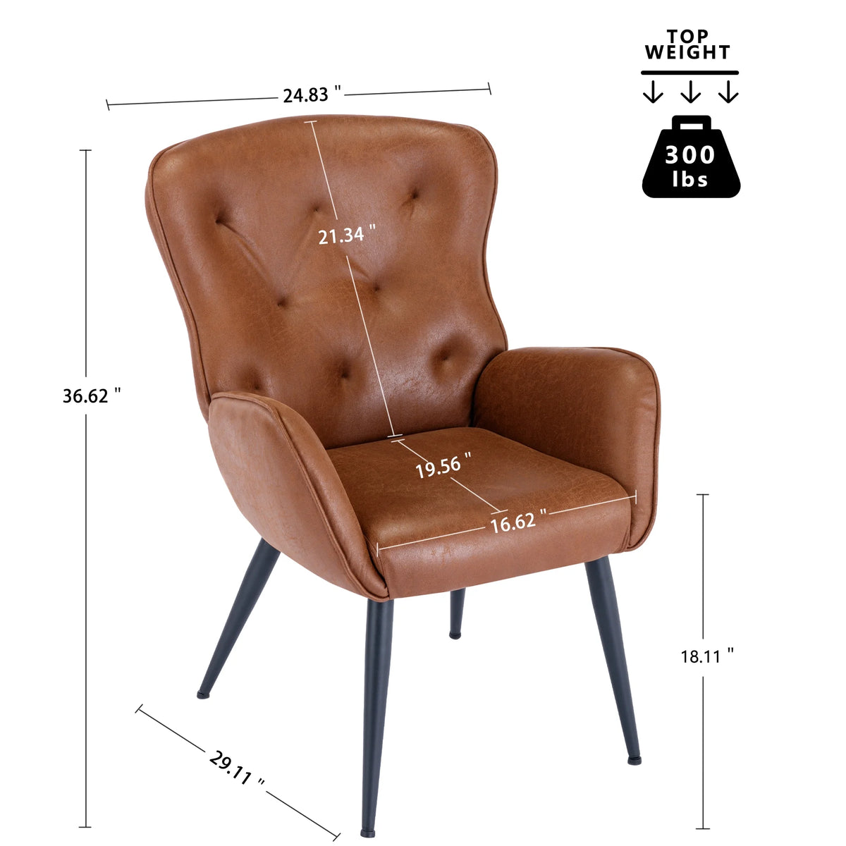 Faux Leather High Back Accent Chair with Metal Legs L688