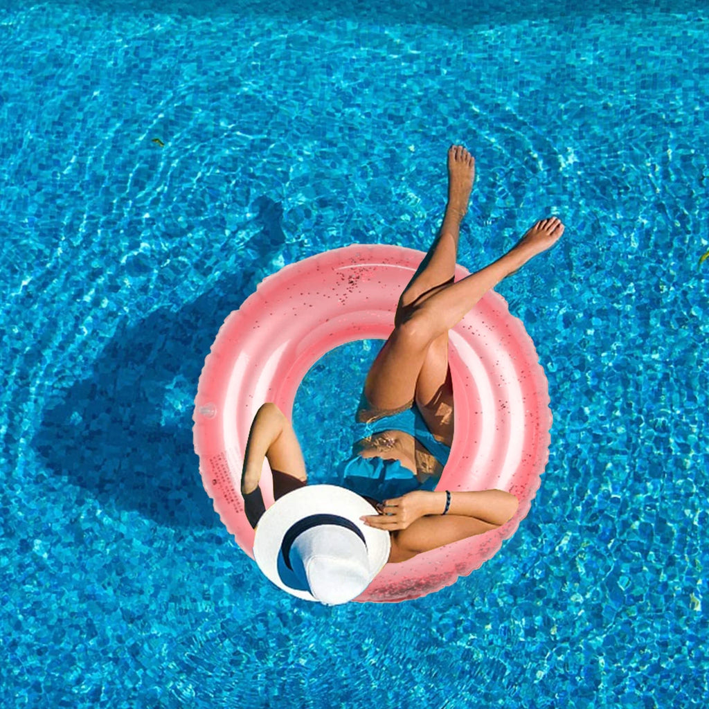 Transparent Glitter Inflatable Swimming Pool Float Ring S38900