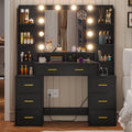 Black Vanity Desk with Lights and Charging Station M888898
