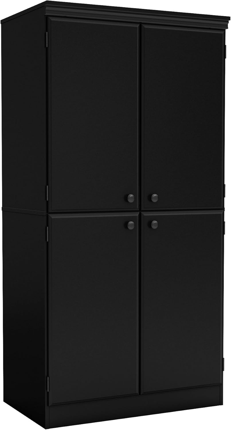 Pure Black 4-Door Storage Cabinet with Adjustable Shelves H91802