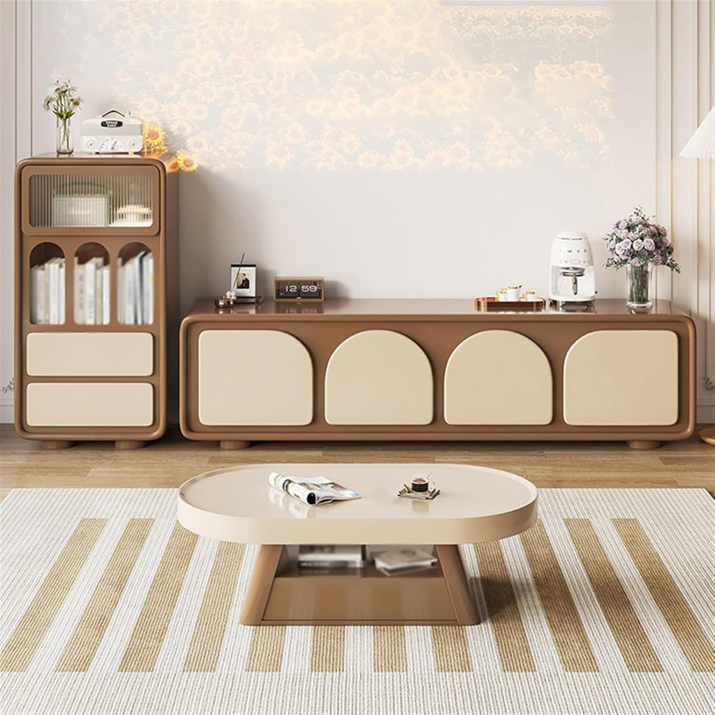TV Stand Cabinet 4pcs Arched Door Storage Cabinet TV Console Z7617