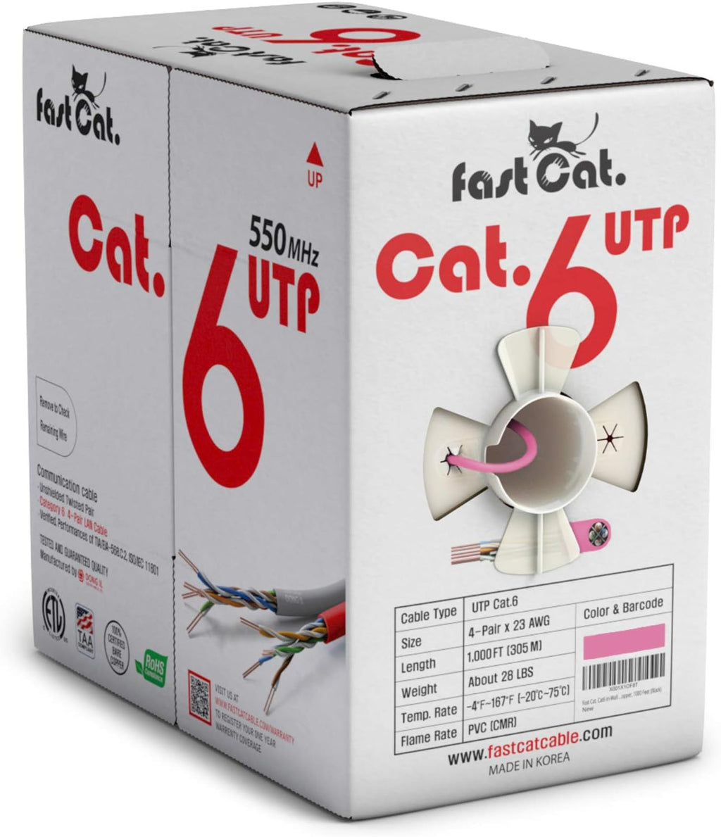 Cat6 Ethernet Cable 1000ft 23 AWG Solid Bare Copper Yellow W507666