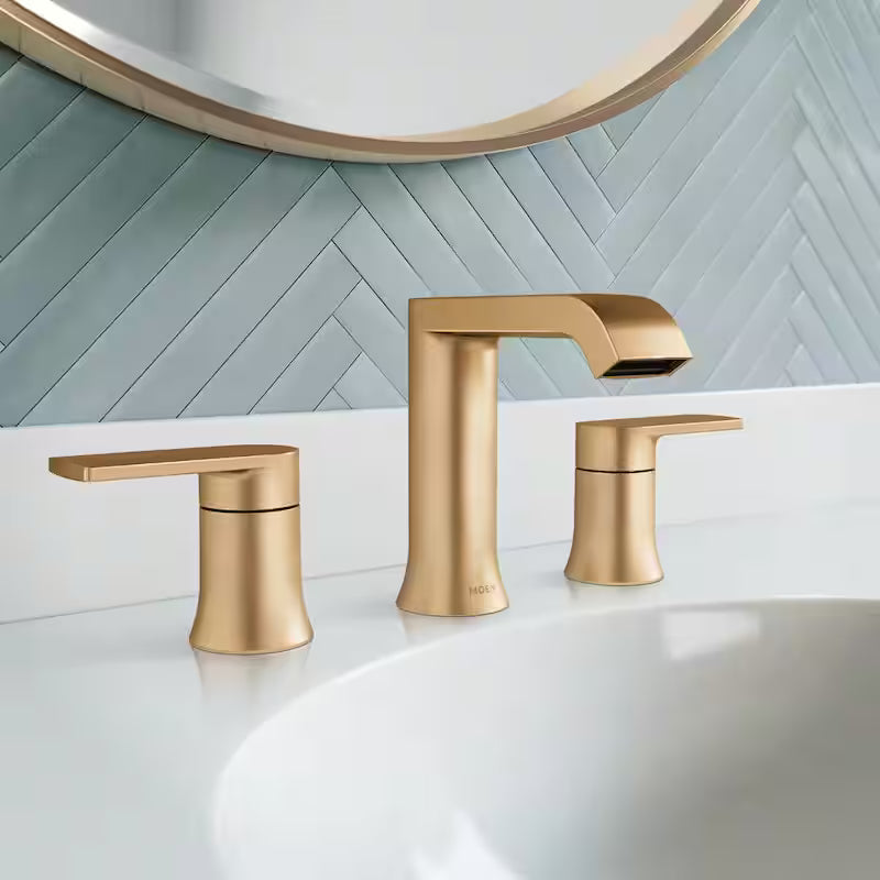 8 in. Widespread Double Handle Bathroom Faucet in Bronzed Gold F960760