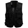 Black XL Mesh 16 Pockets Fishing Hiking Vest E6386
