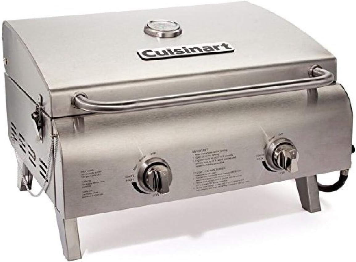 Portable Propane Tabletop Gas Grill, Two-Burner, Stainless Steel X14667