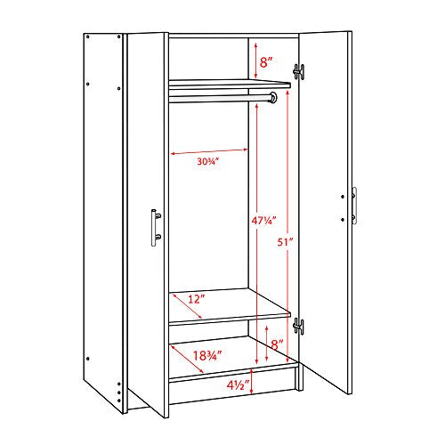 Gray 32" Storage Cabinet with Hanging Rail and Shelves G4764