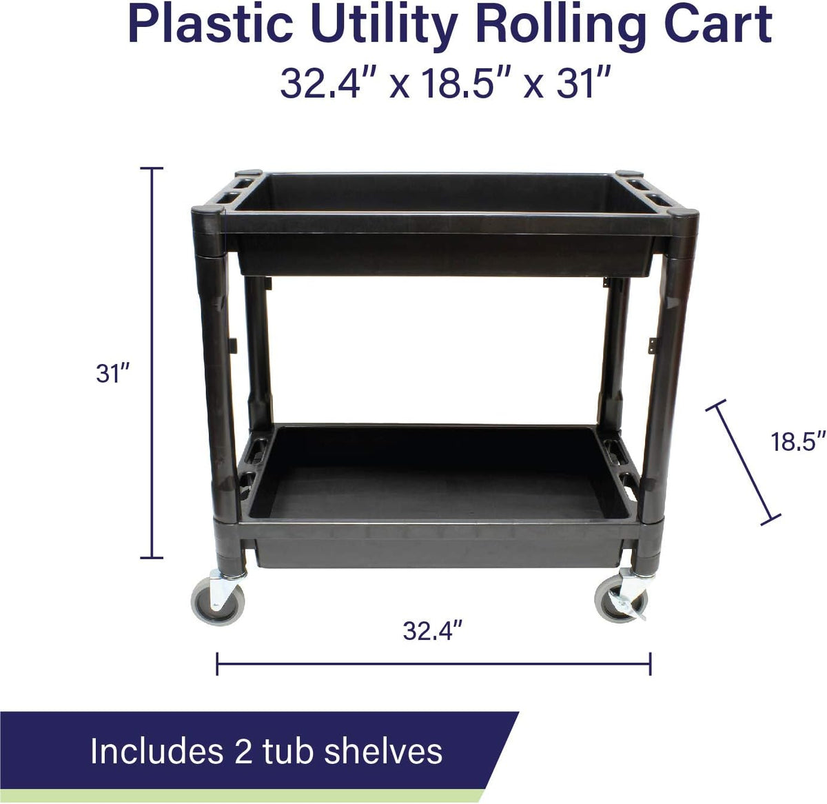 Plastic Utility Rolling Cart with Shelves M414517