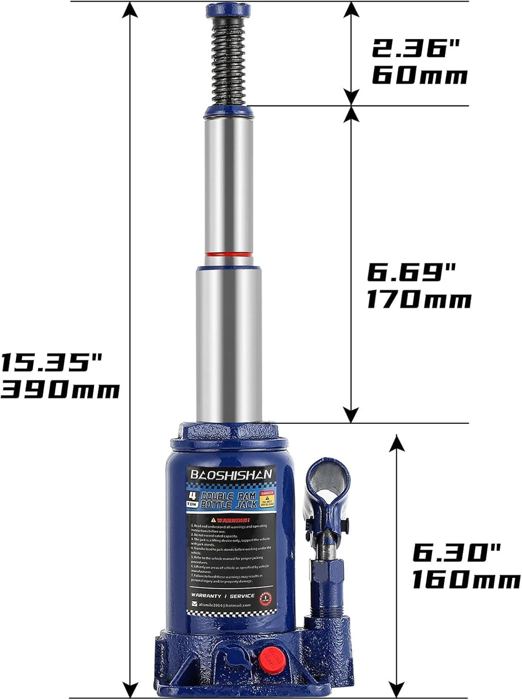 4 Ton Hydraulic Bottle Jack with Carrying Case L53368