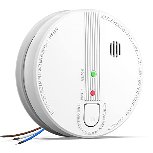 Hardwired Interconnected Photoelectric Smoke Detector with Replaceable 9V Battery G9755
