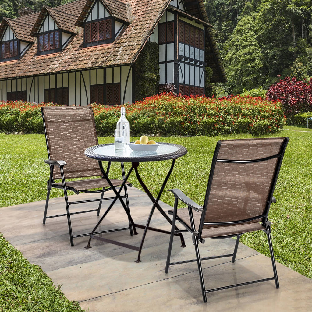 4 Piece Brown Outdoor Folding Chair with Armrest F793