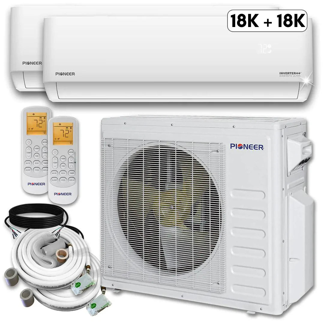 36,000 BTU 2 Zone Ductless Air Conditioner and Heat Pump with 25 ft. Kits K33666