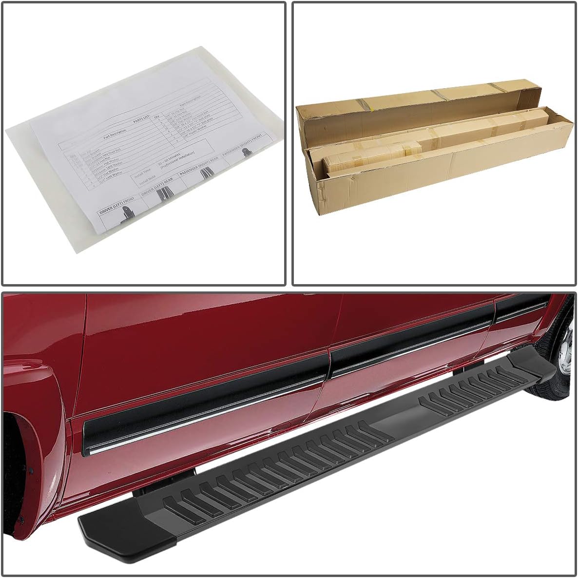 Chrome Black Finish Stainless Steel Side Step Nerf Bar Running Boards B86186