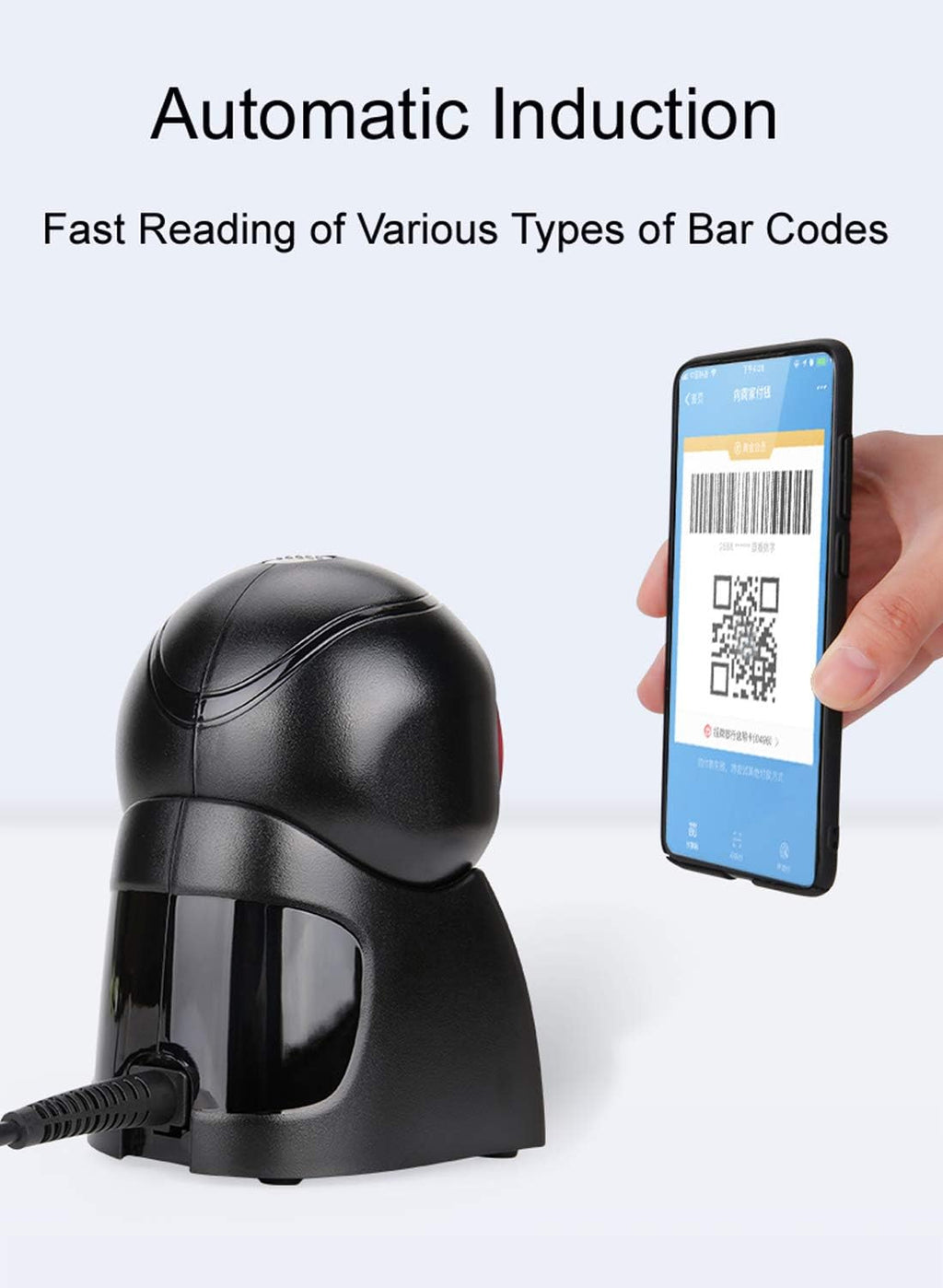 2D Barcode Scanner Desktop USB Wired Omni-Directional Hands-Free Automatic Barcode Reader Support 1D and QR-Code Pack of 2 G637731
