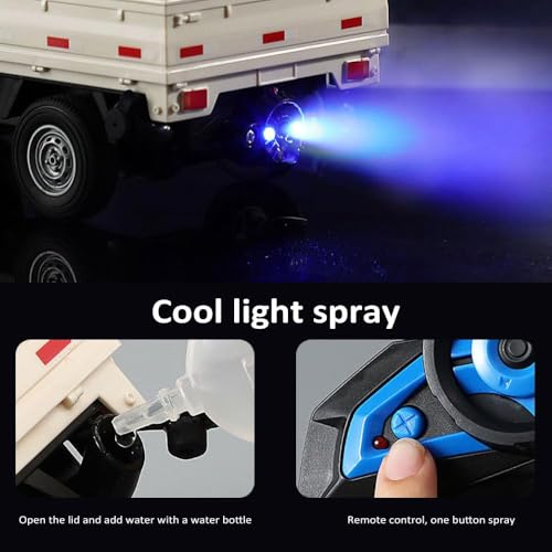 Remote Control Car 1:16 Scale RC Pickup Truck 2.4GHz All Terrain with Spray & Light 3 Batteries White N106