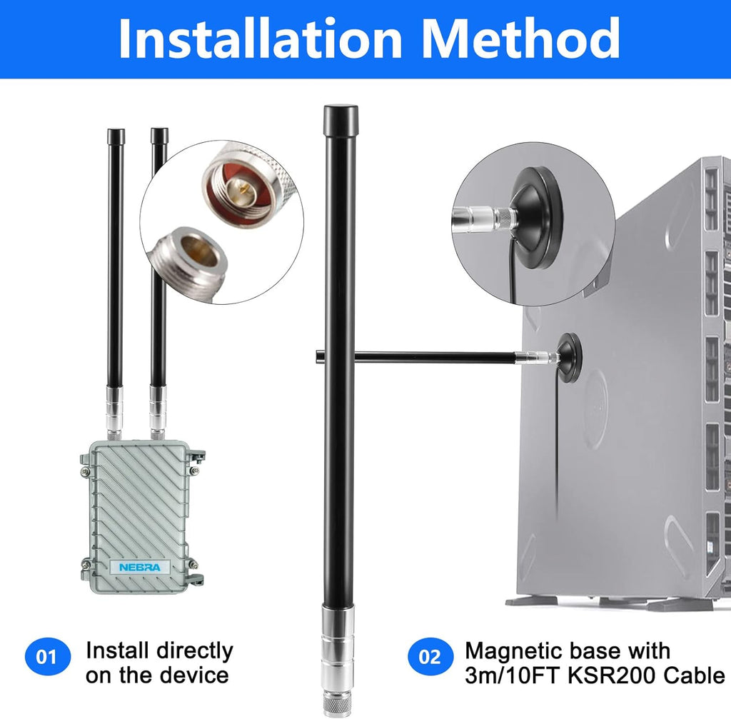 5.8dBi Magnet Base Mount 915MHz Lora Fiberglass Antenna with 10ft Cable V544