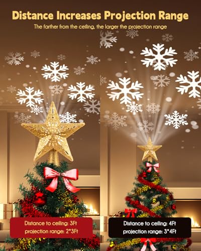 Star Tree Topper with Built-in Led Snowflake Projector Lights P6641