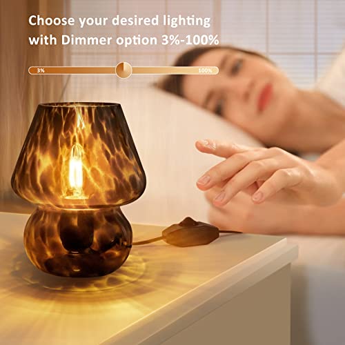 Pink Glass Dimmable Mushroom Table Lamp O227