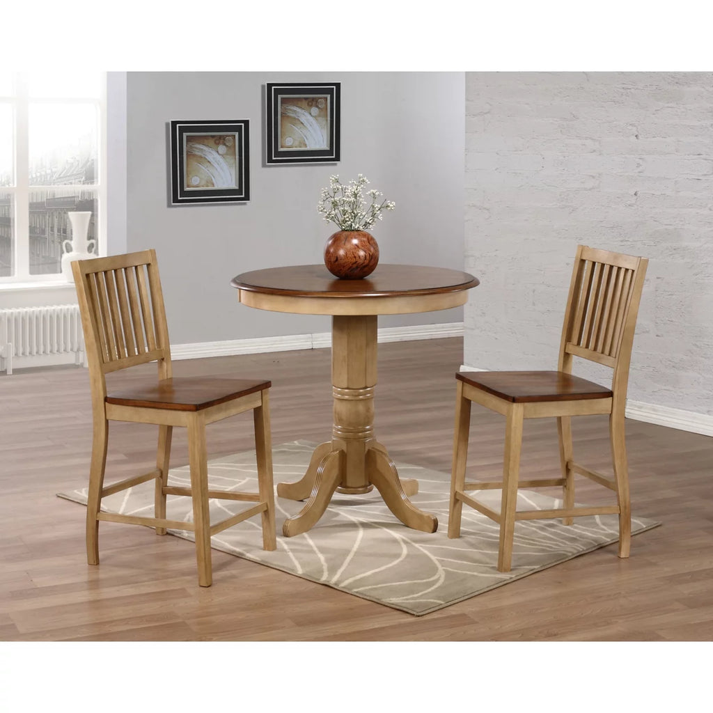 36 In. Round Two Tone Wood Dining Table (Seats 4) G10039