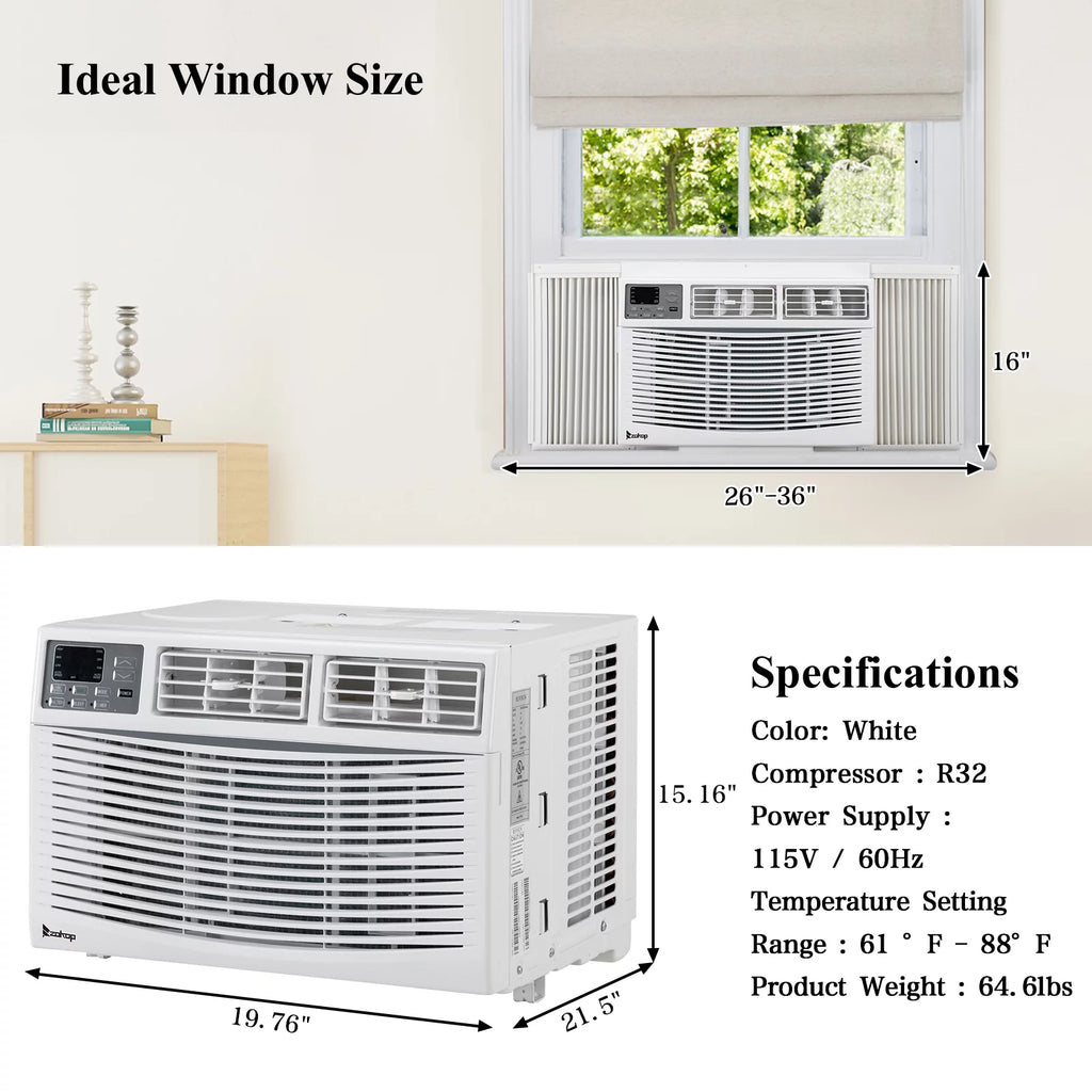 12000BTU 115V White Window-Mounted Air Conditioner with Remote Control G787614