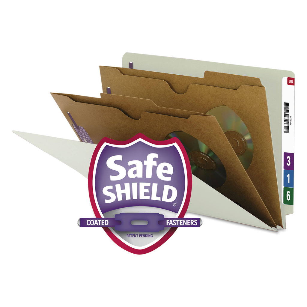 Legal Size Gray/Green 2 Pocket File Folder with Fasteners, 10/Box I486